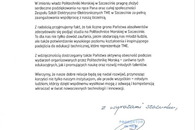 Podziękowania za współpracę