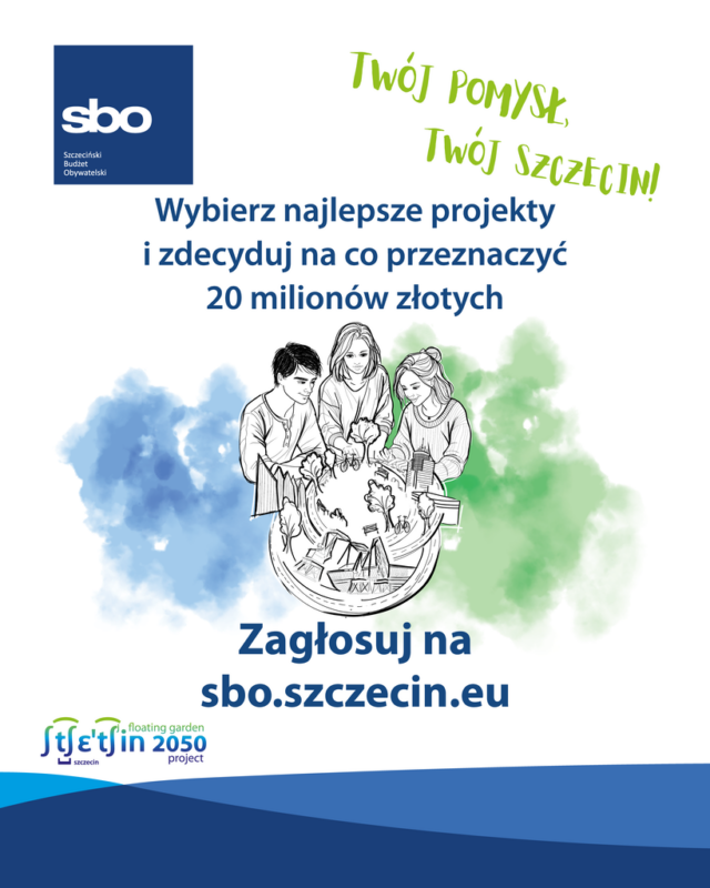 Grafika promocyjna Szczecińskiego Budżetu Obywatelskiego 2026 z hasłem „Zdecyduj jak wydać 20 milionów"