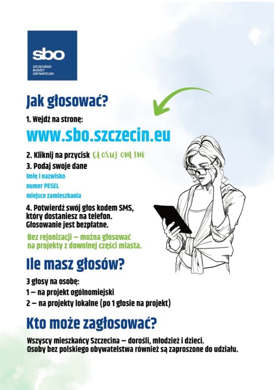 Uczniowie TME aktywnie uczestniczący w akcji informacyjnej o Szczecińskim Budżecie Obywatelskim 2026
