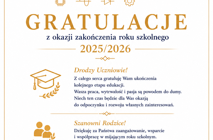 Gratulacje z okazji zakończenia roku szkolnego